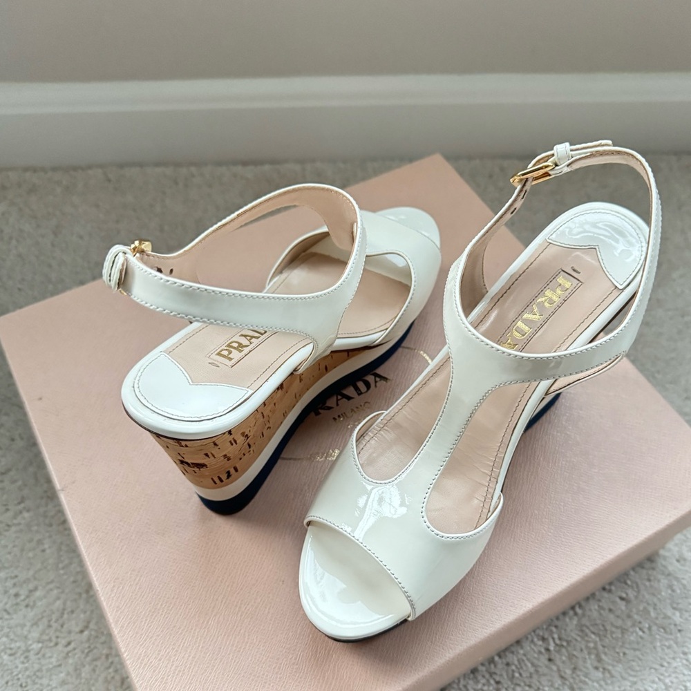 PRADA White Wedge Sandals - Picture 3 of 5